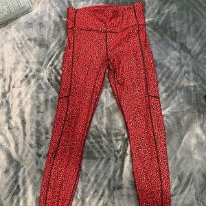 Red Leopard Print Kids Leggings
